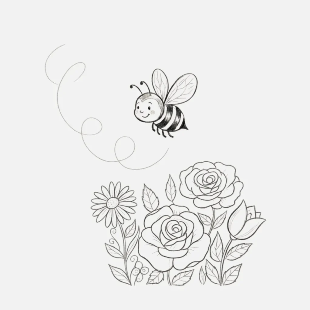 Abejita Mini Volando entre Flores