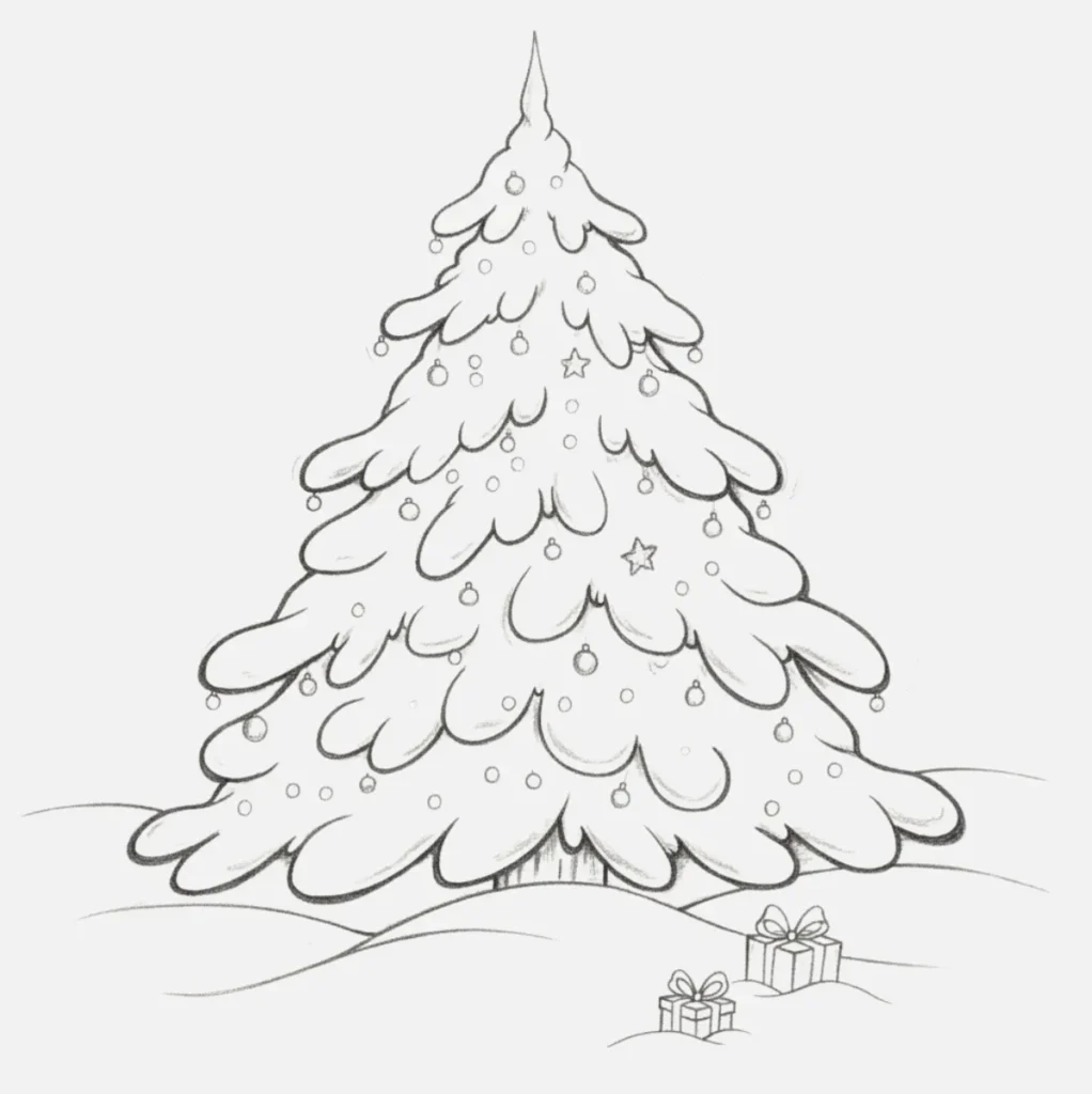 Árbol de Navidad Cubierto de Nieve