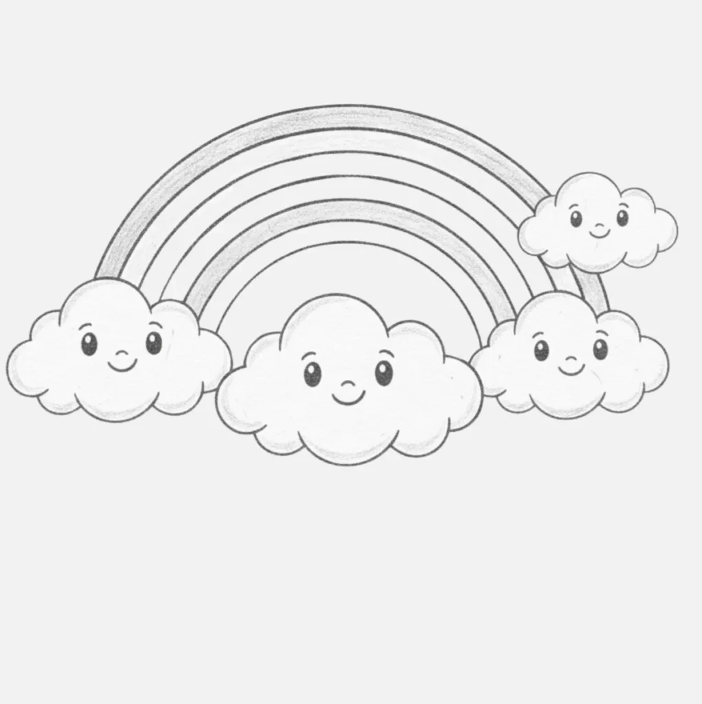 Arcoíris con Nubes Sonrientes