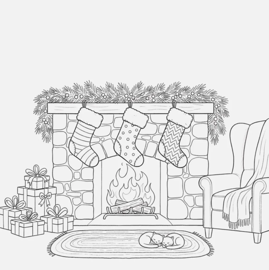 Calcetines junto a la chimenea