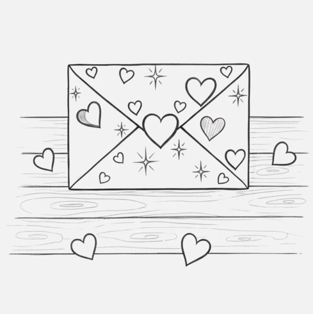 Carta con Corazón y Decoración Bonita