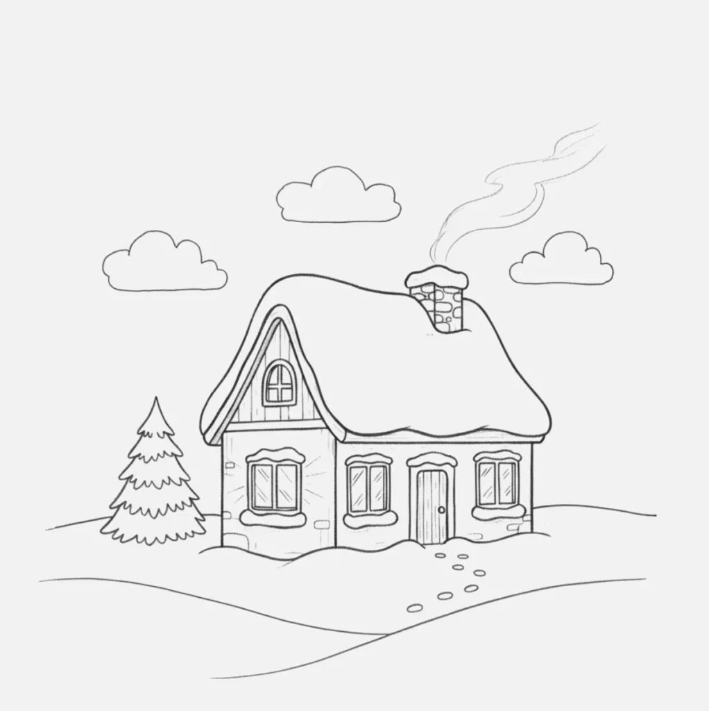 Casita Acogedora con Techo Nevado