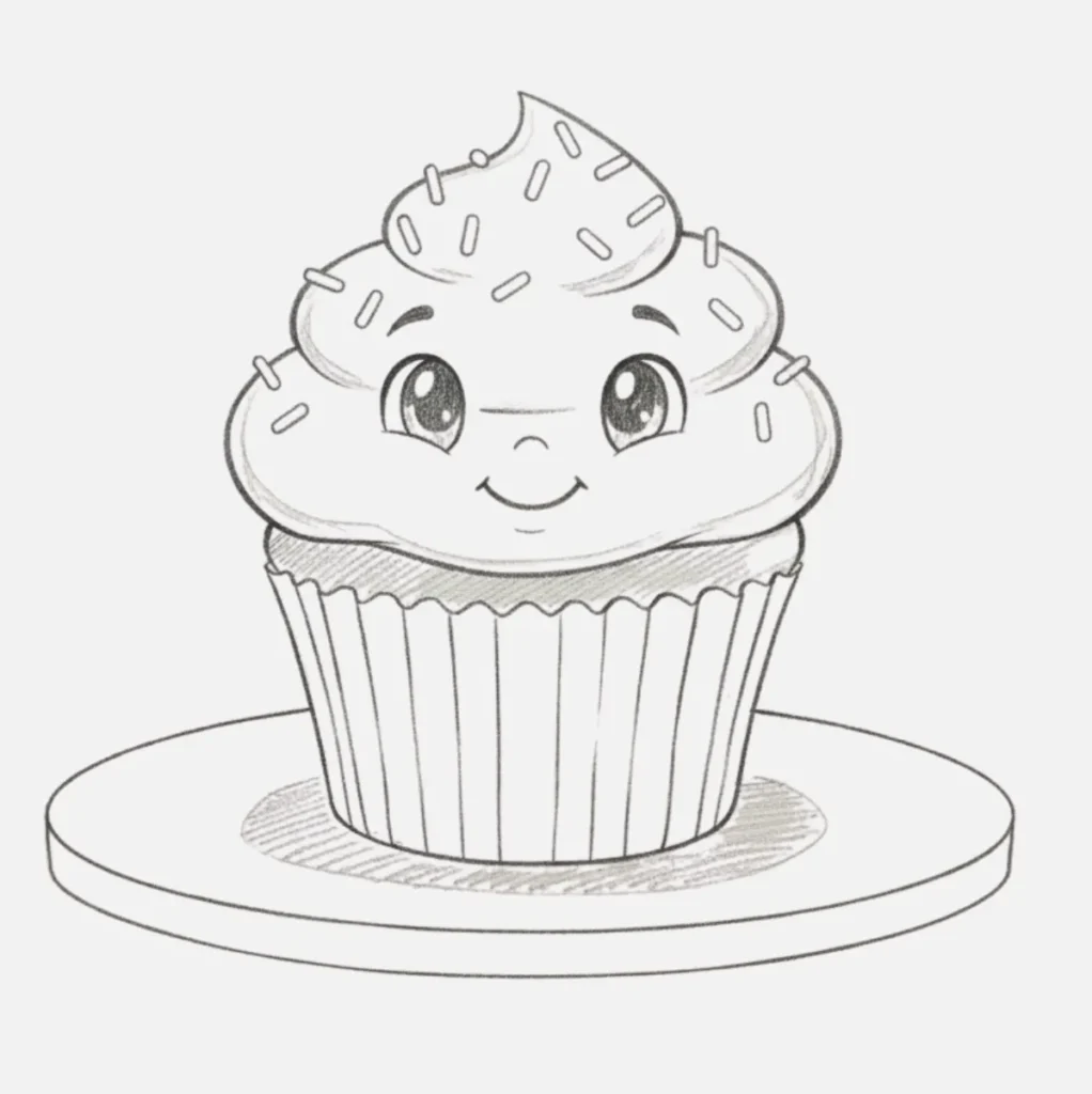 Cupcake con Carita Tierna y Chispas de Colores