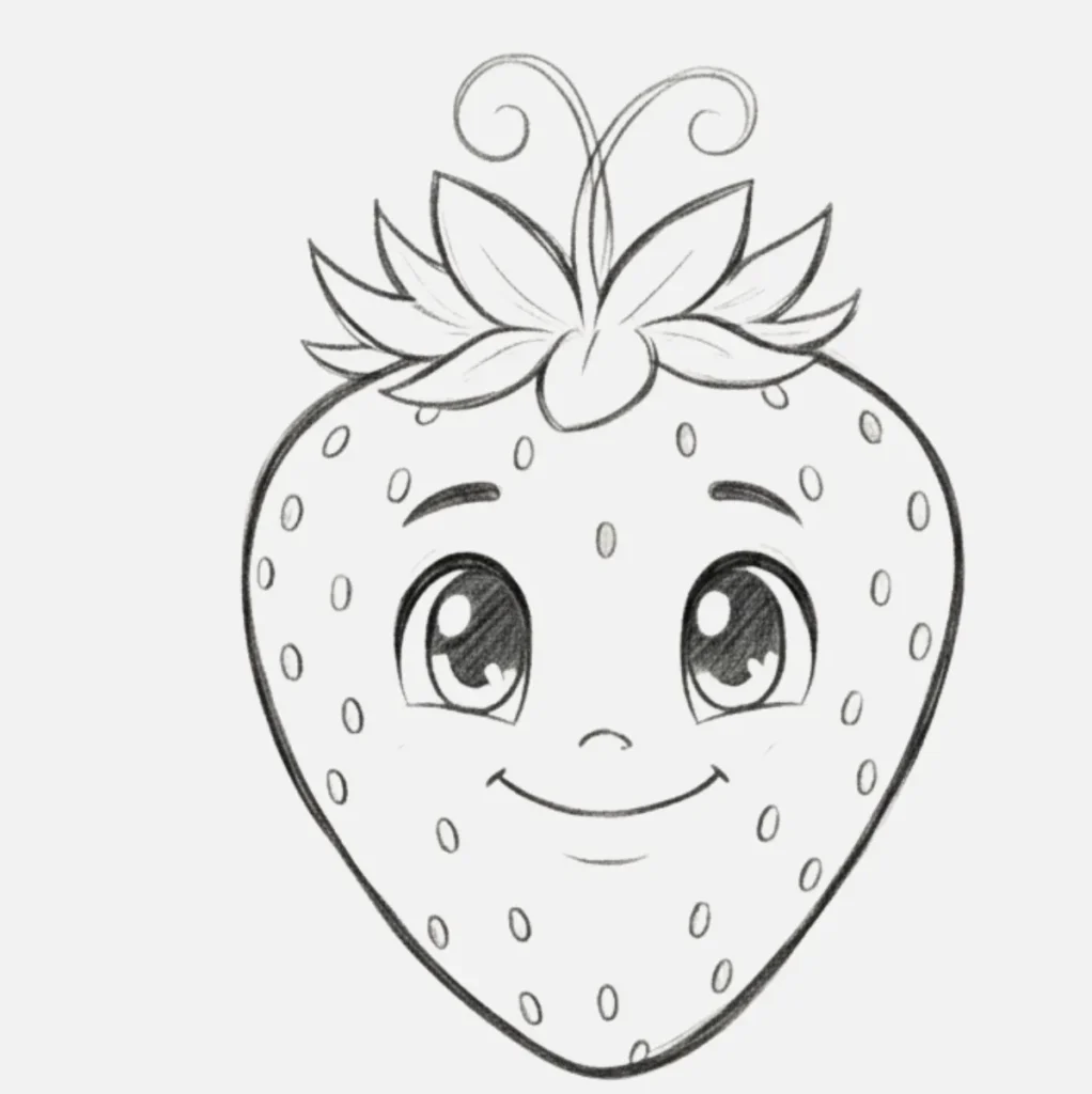 Fresa Dulce con Ojos y Sonrisa