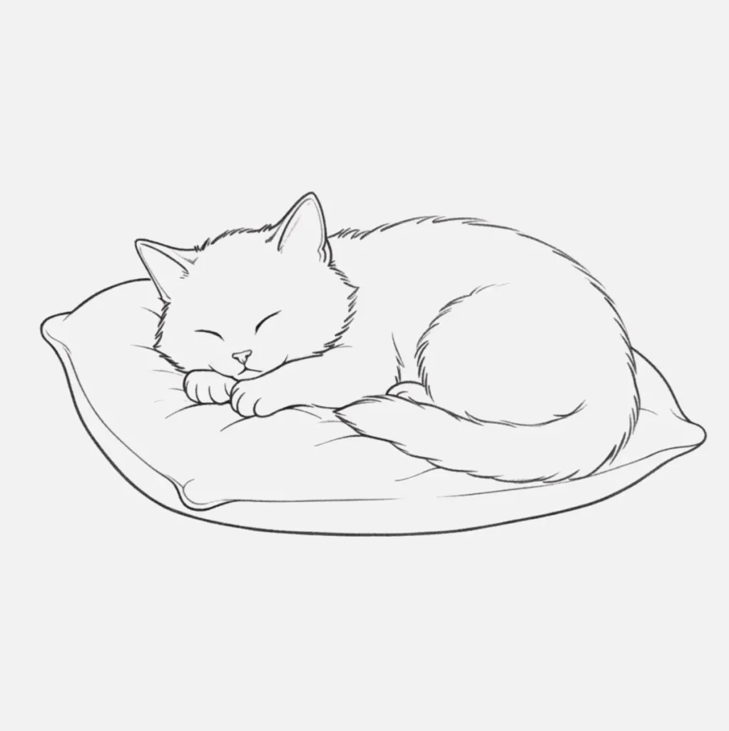 Gatito Dormido sobre una Almohada Suave