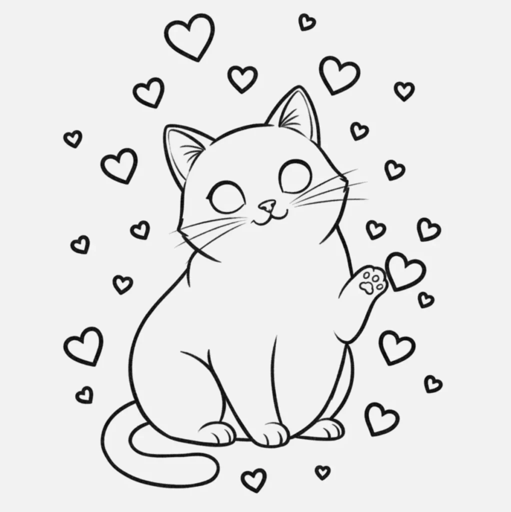 Gato con corazones