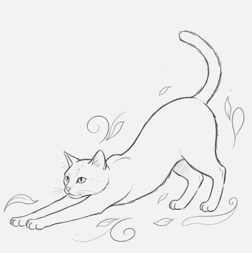 Gato estirandose