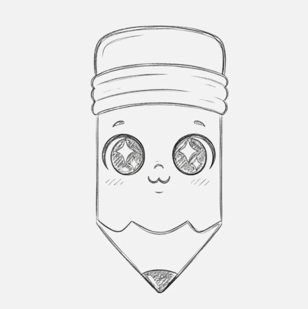 Lápiz kawaii con ojitos brillantes