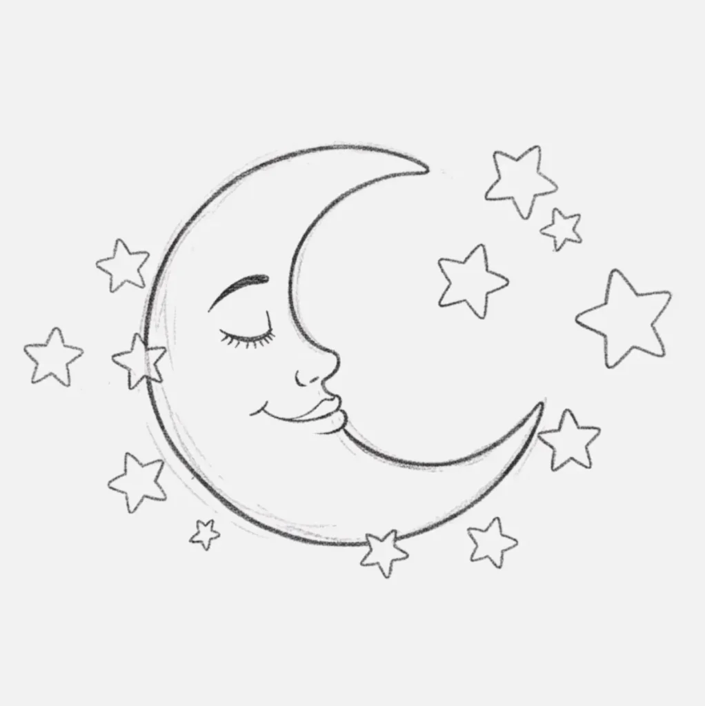 Luna Chiquita Durmiendo con Estrellitas