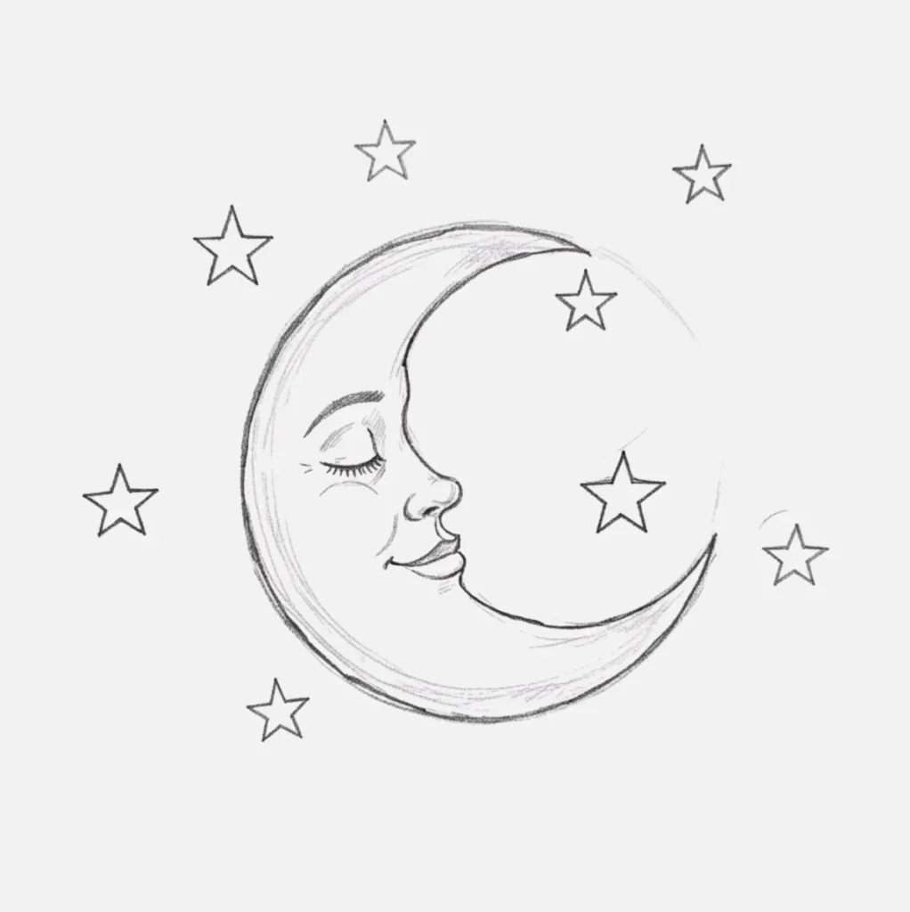 Luna Durmiendo con Estrellitas Brillando