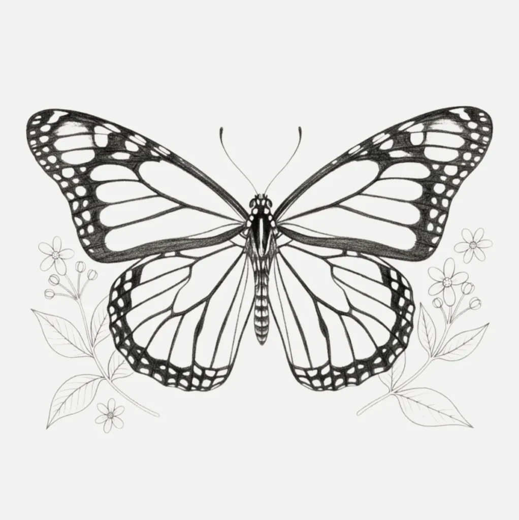 Mariposa Dibujo a Lápiz: 20 Ideas Fáciles y Bonitas para Practicar 21 Mariposa Monarca Dibujo