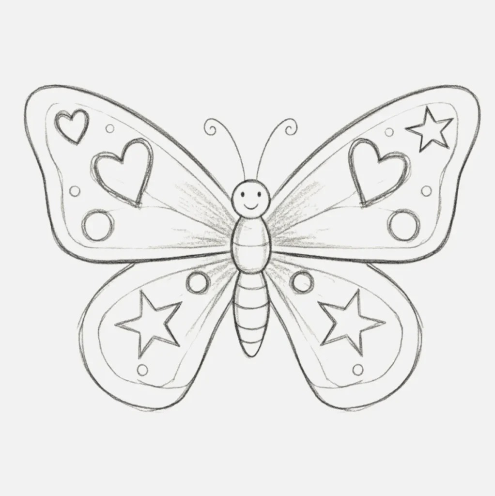 Mariposa Dibujo a Lápiz: 20 Ideas Fáciles y Bonitas para Practicar 16 Mariposa arcoíris