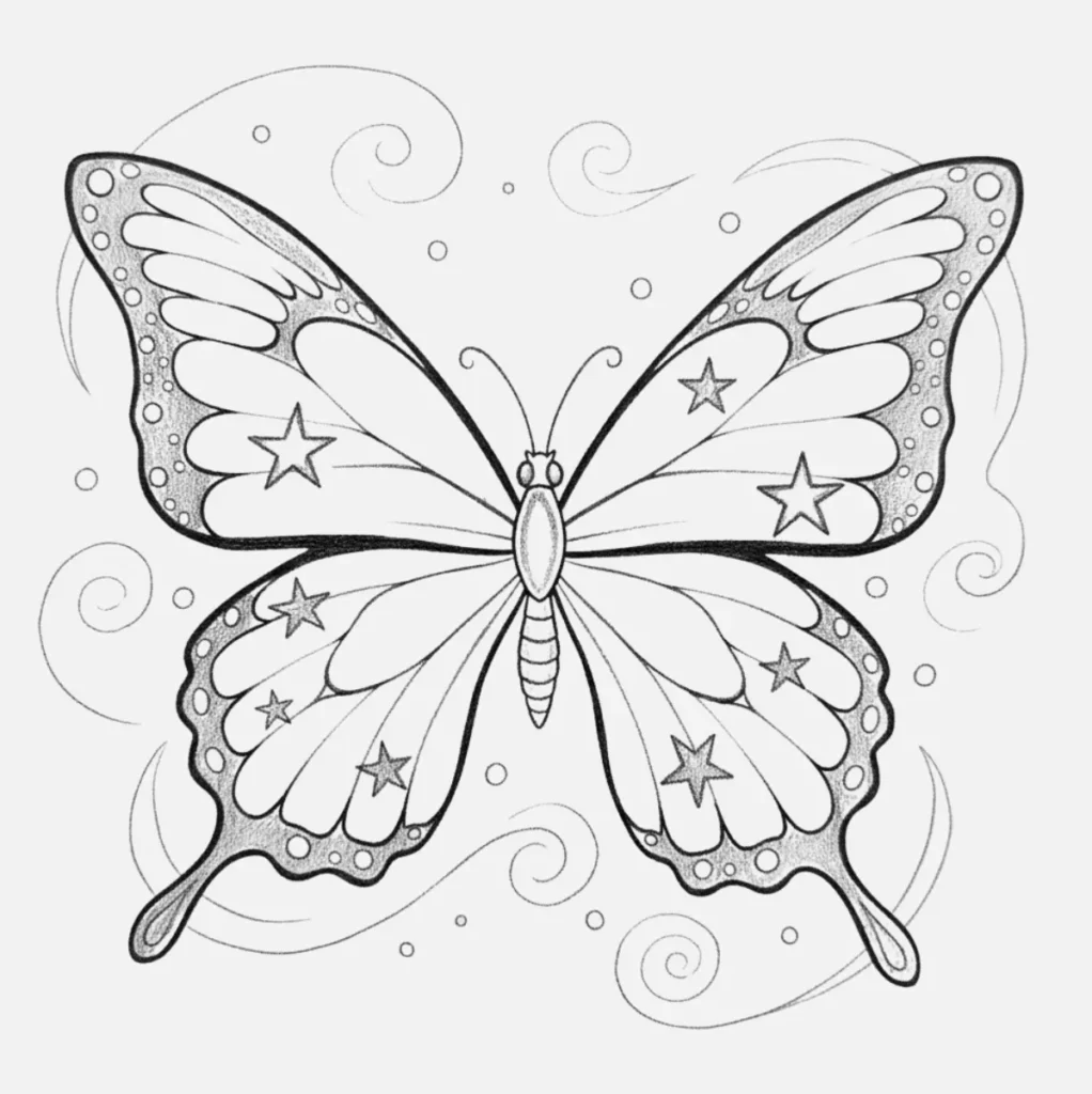 Mariposa Dibujo a Lápiz: 20 Ideas Fáciles y Bonitas para Practicar 9 Mariposa con brillo