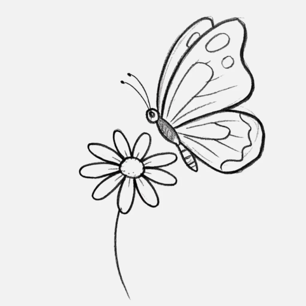 Mariposa de Colores Volando entre Flores