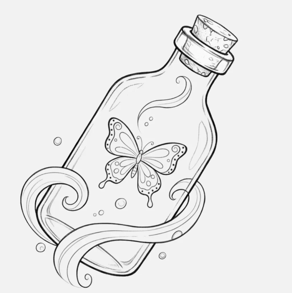 Mariposa Dibujo a Lápiz: 20 Ideas Fáciles y Bonitas para Practicar 12 Mariposa en botella