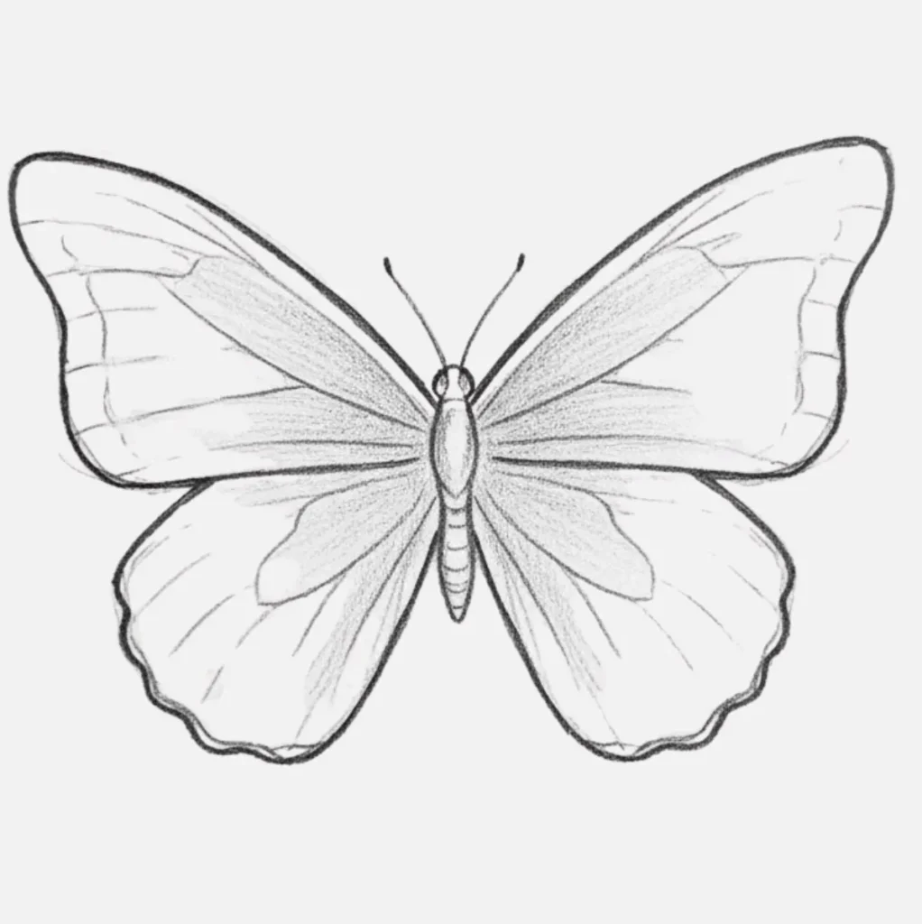 Mariposa Dibujo a Lápiz: 20 Ideas Fáciles y Bonitas para Practicar 3 Mariposa sencilla