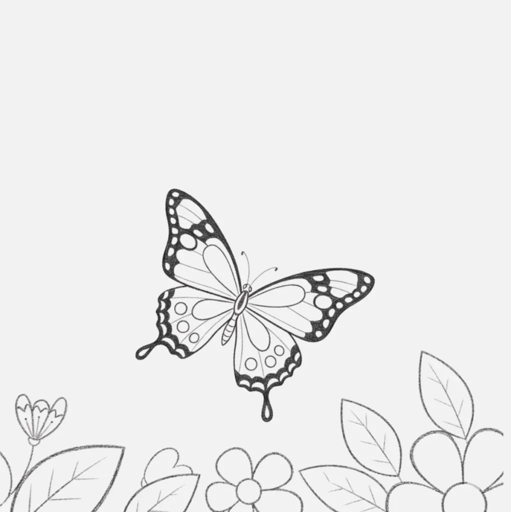 Mariposa Dibujo a Lápiz: 20 Ideas Fáciles y Bonitas para Practicar 18 Mariposa y sol