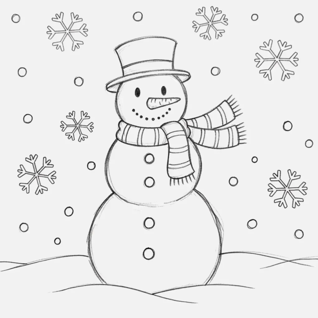 Muñeco de Nieve con Bufanda y Sombrero