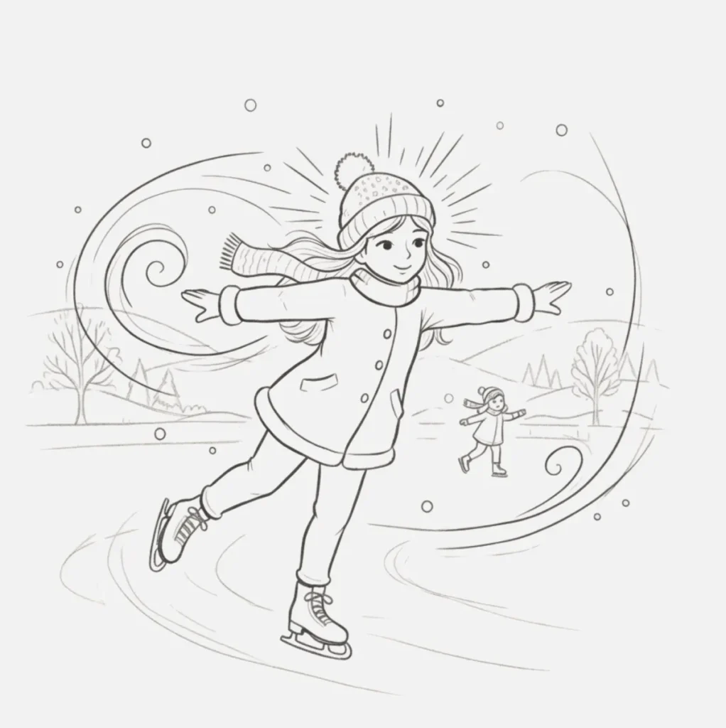 Niña Patinando sobre Hielo