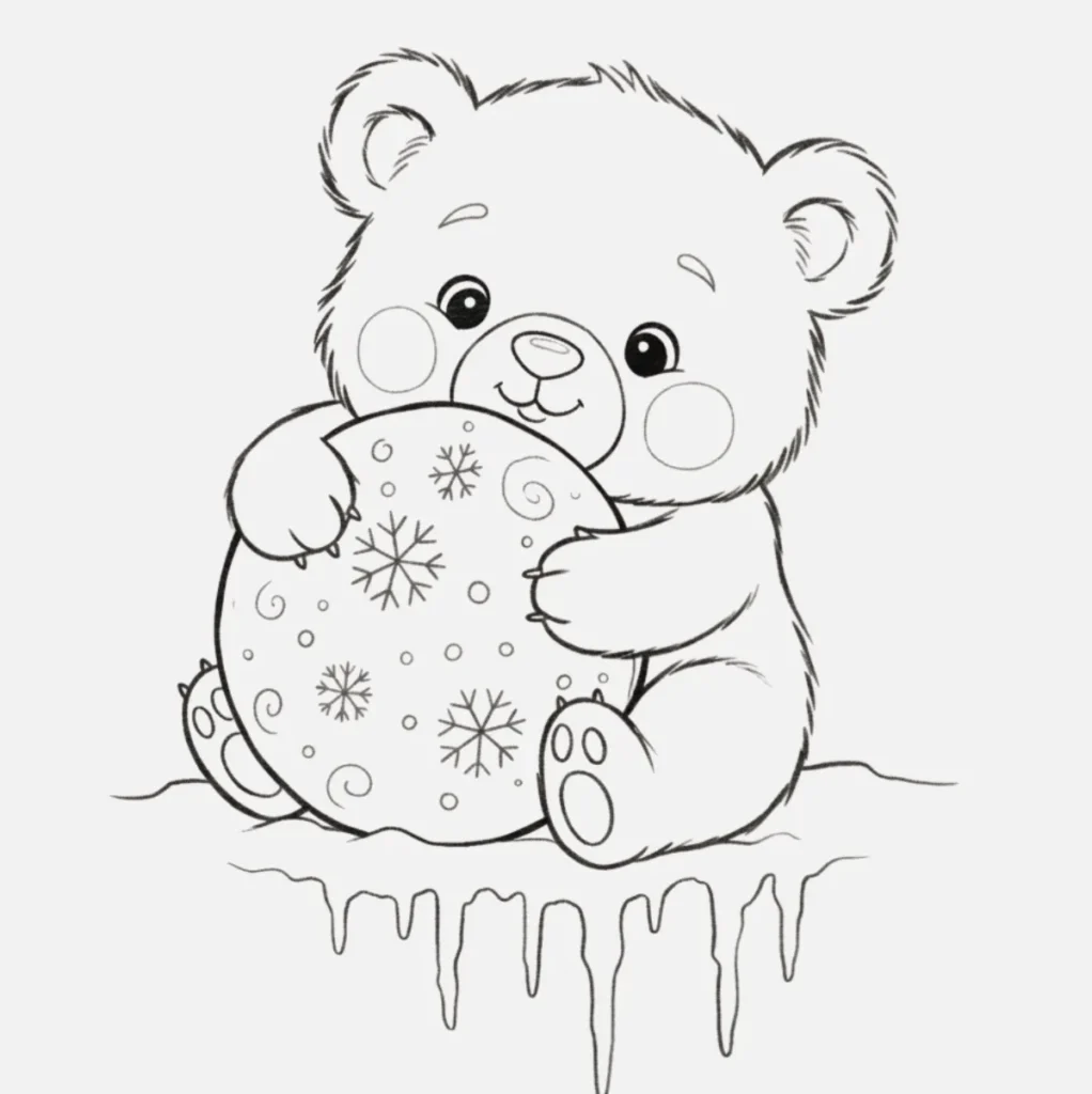 Osito Abrazando una Bola de Nieve