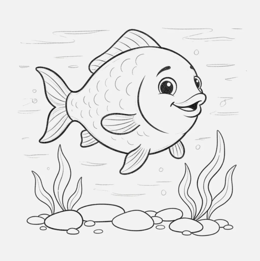 Pececito Pequeño Nadando Feliz