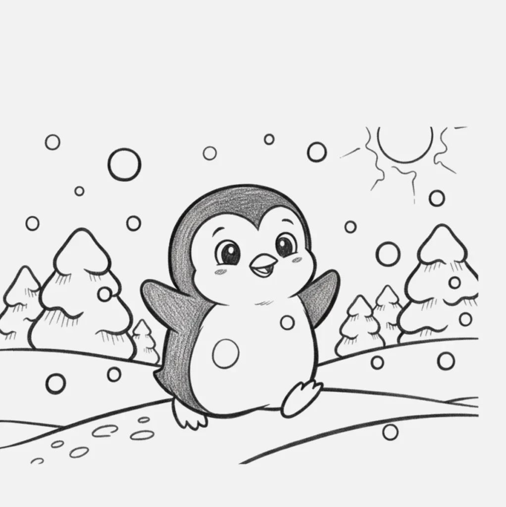Pequeño Pingüino en la Nieve