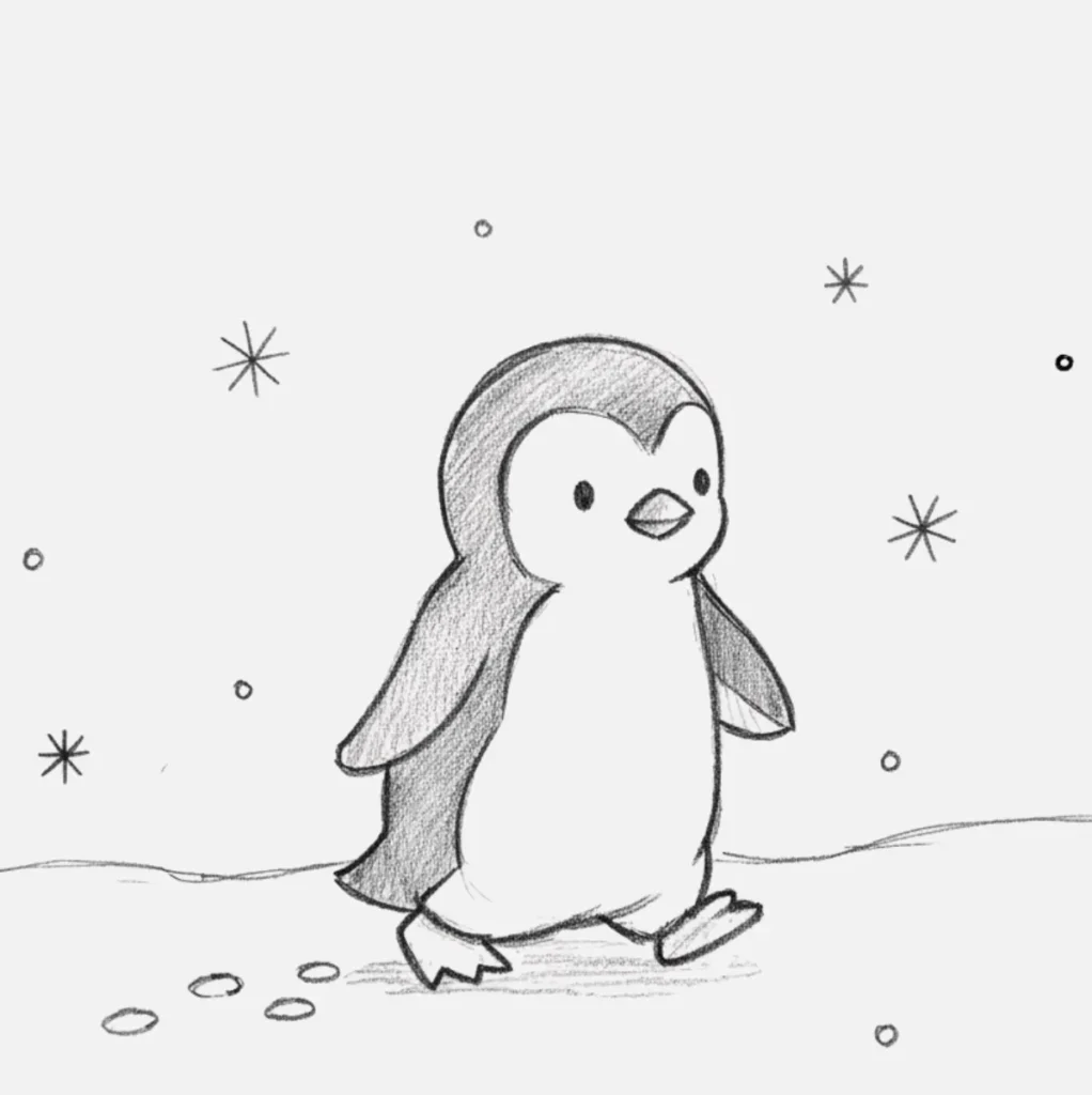 Pingüinito Caminando en la Nieve