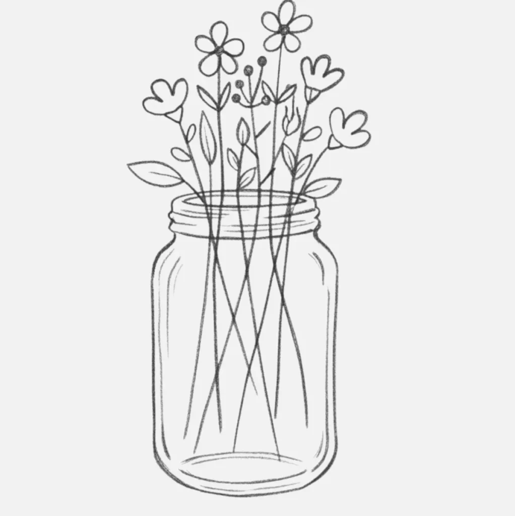 Tarro con flores silvestres