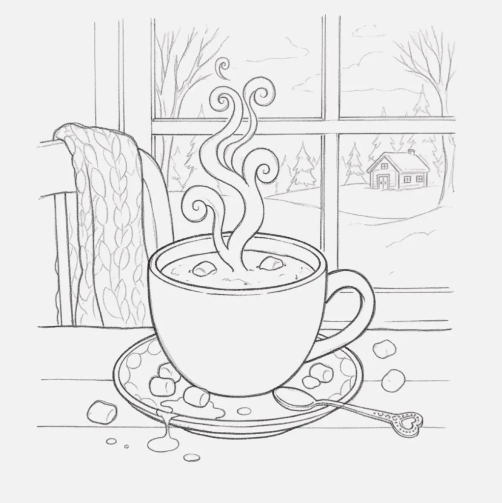 Taza de Chocolate Caliente en Invierno