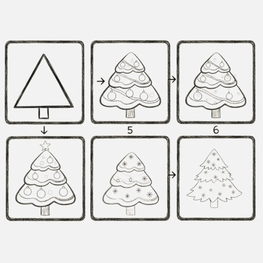 Árbol de Navidad Dibujado Paso a Paso
