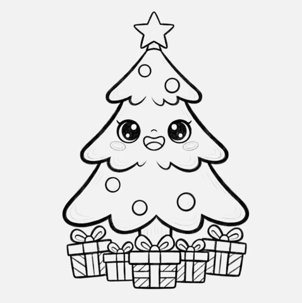 Árbol de Navidad Kawaii con Carita Feliz