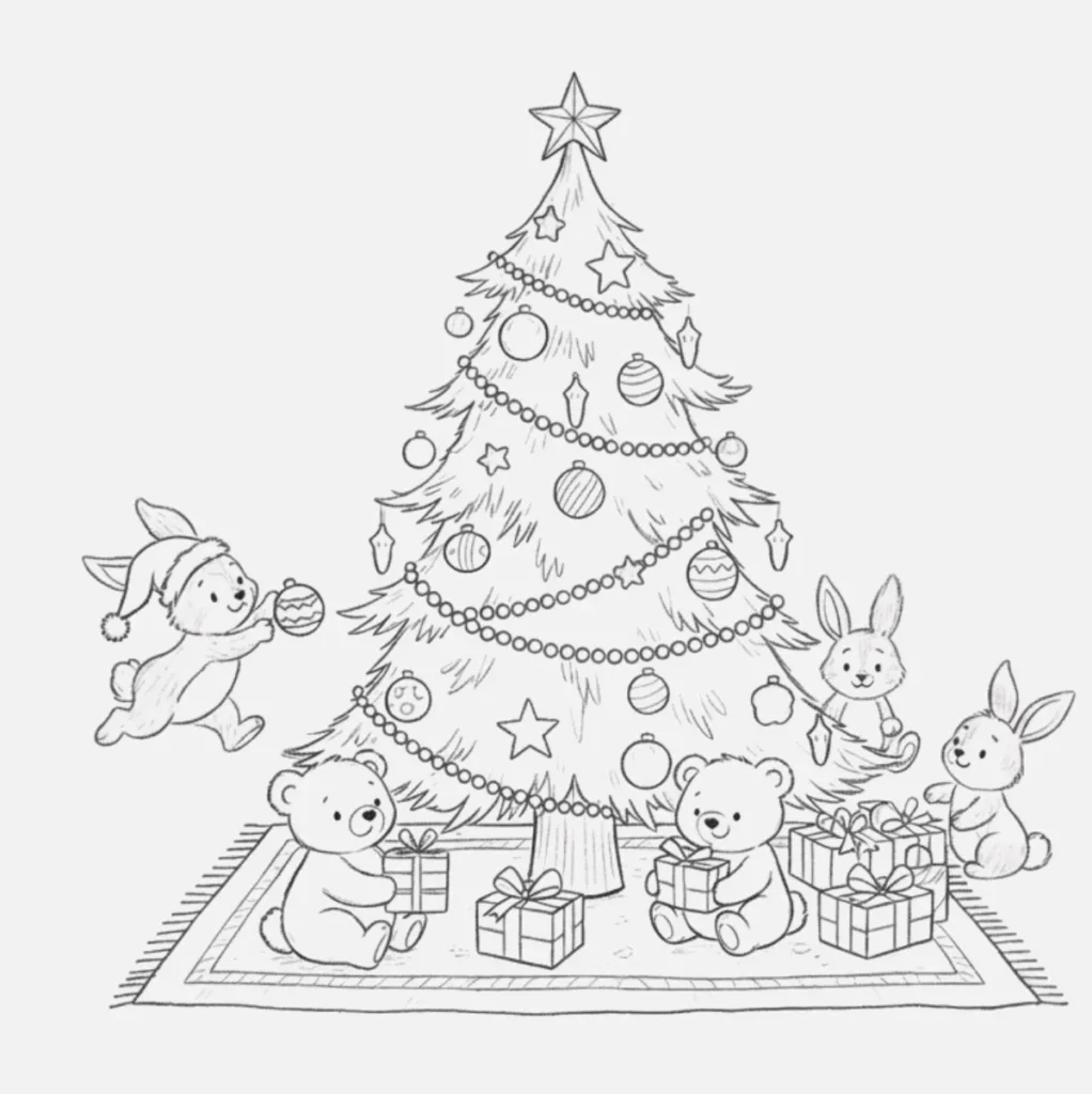 Árbol de Navidad con Animales Pequeños