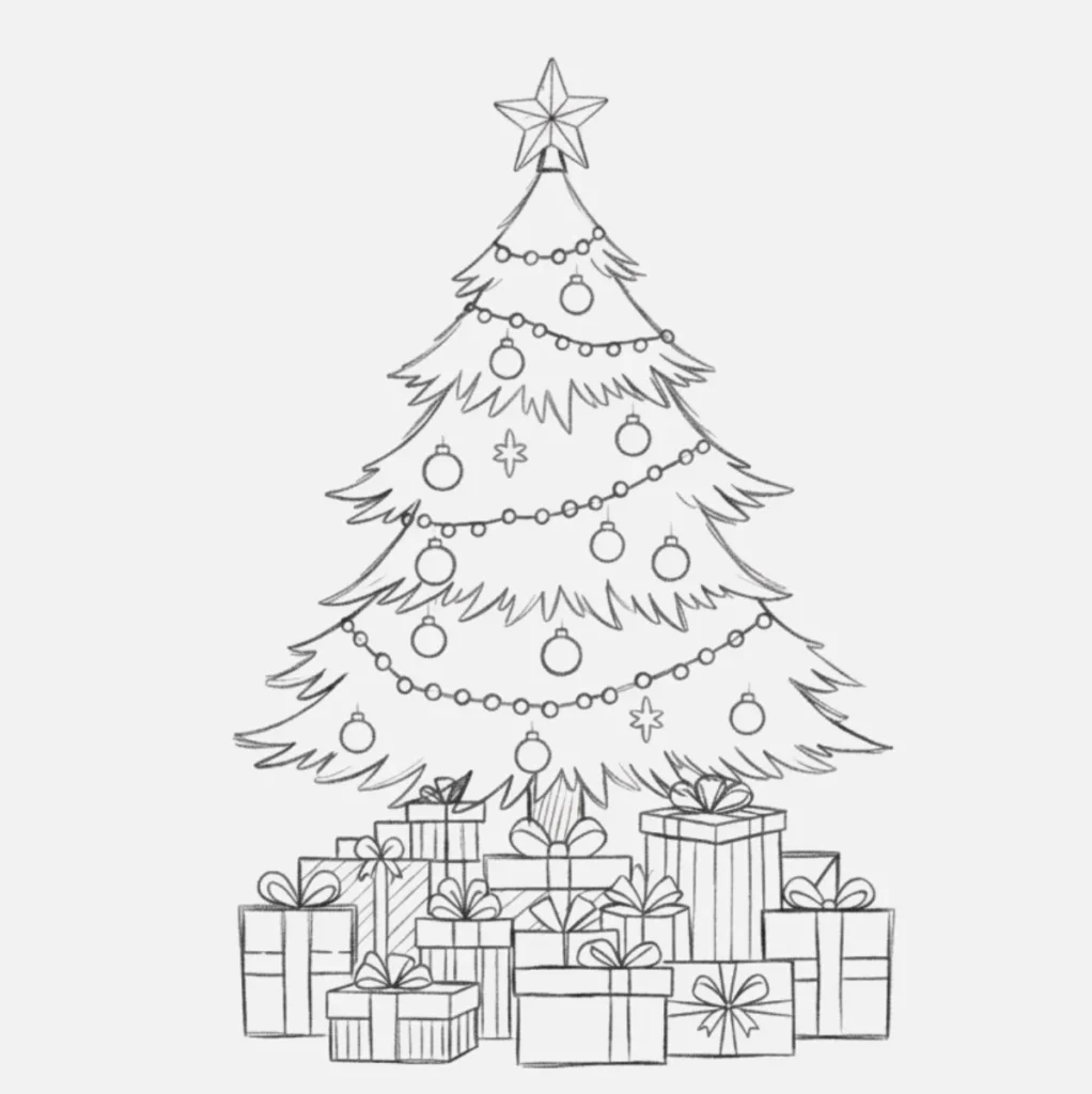 Árbol de Navidad con Regalos Debajo