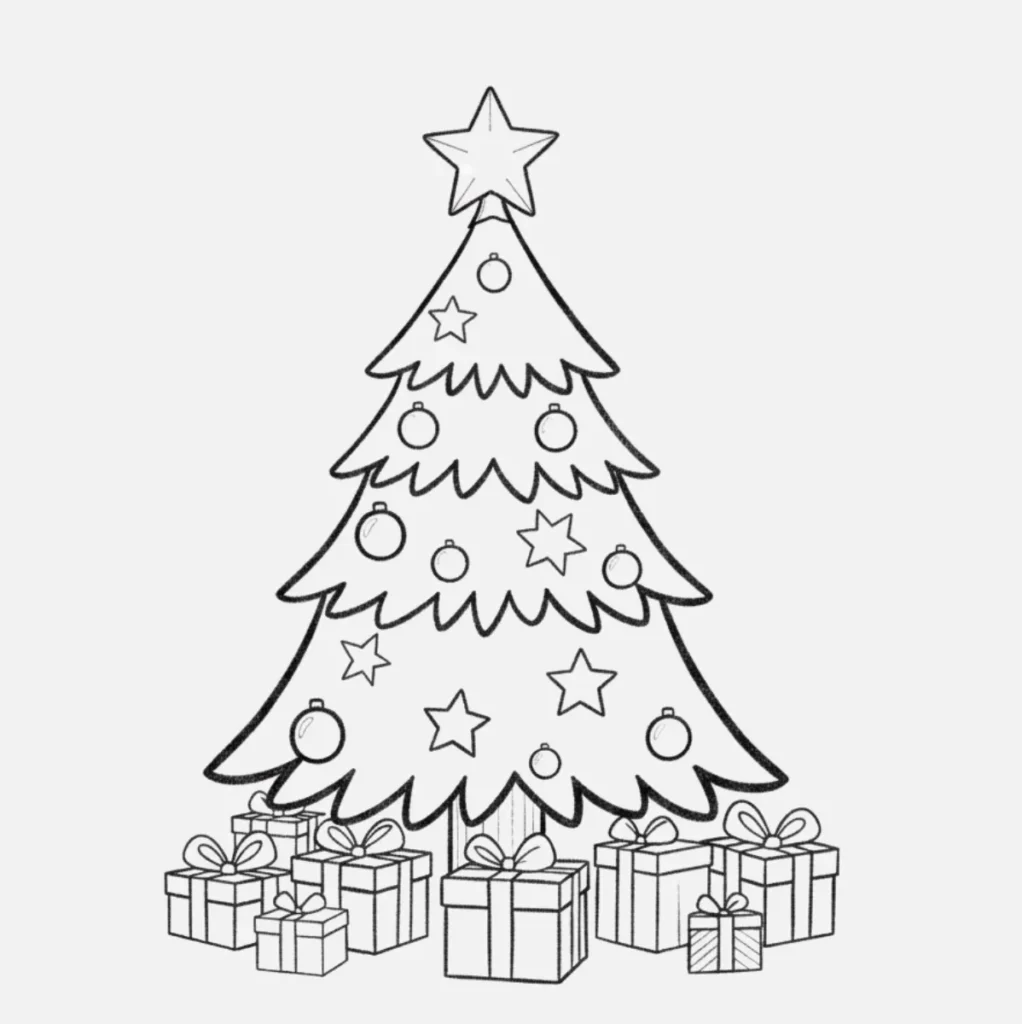 Árbol de Navidad para Colorear Fácil