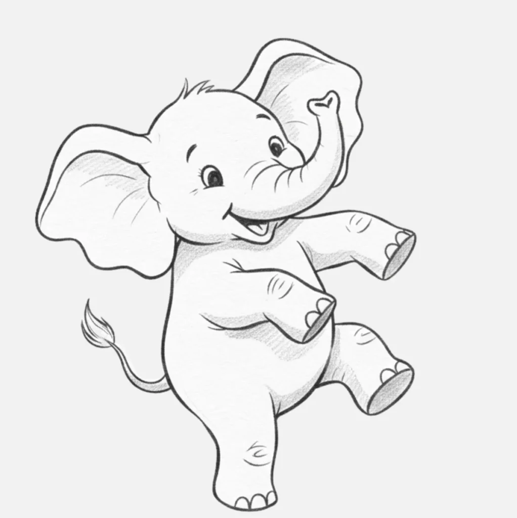 18+ Dibujos de Elefantes Bonitos y Fáciles de Hacer 11 Elefante bailando