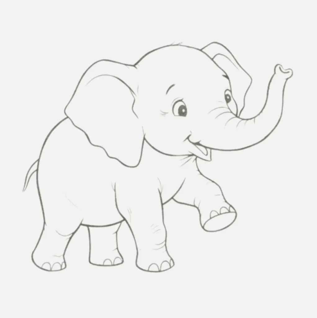 18+ Dibujos de Elefantes Bonitos y Fáciles de Hacer 3 Elefante bebé jugando