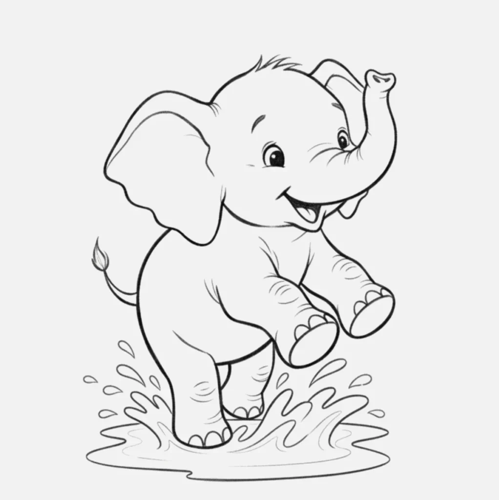 18+ Dibujos de Elefantes Bonitos y Fáciles de Hacer 4 Elefante bebé jugando (2)