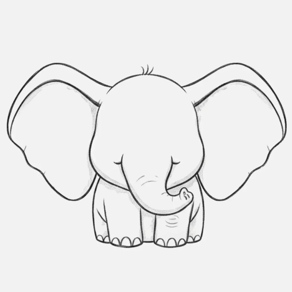 18+ Dibujos de Elefantes Bonitos y Fáciles de Hacer 10 Elefante con orejas grandes