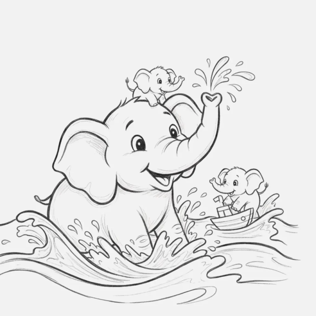 18+ Dibujos de Elefantes Bonitos y Fáciles de Hacer 12 Elefante en el agua