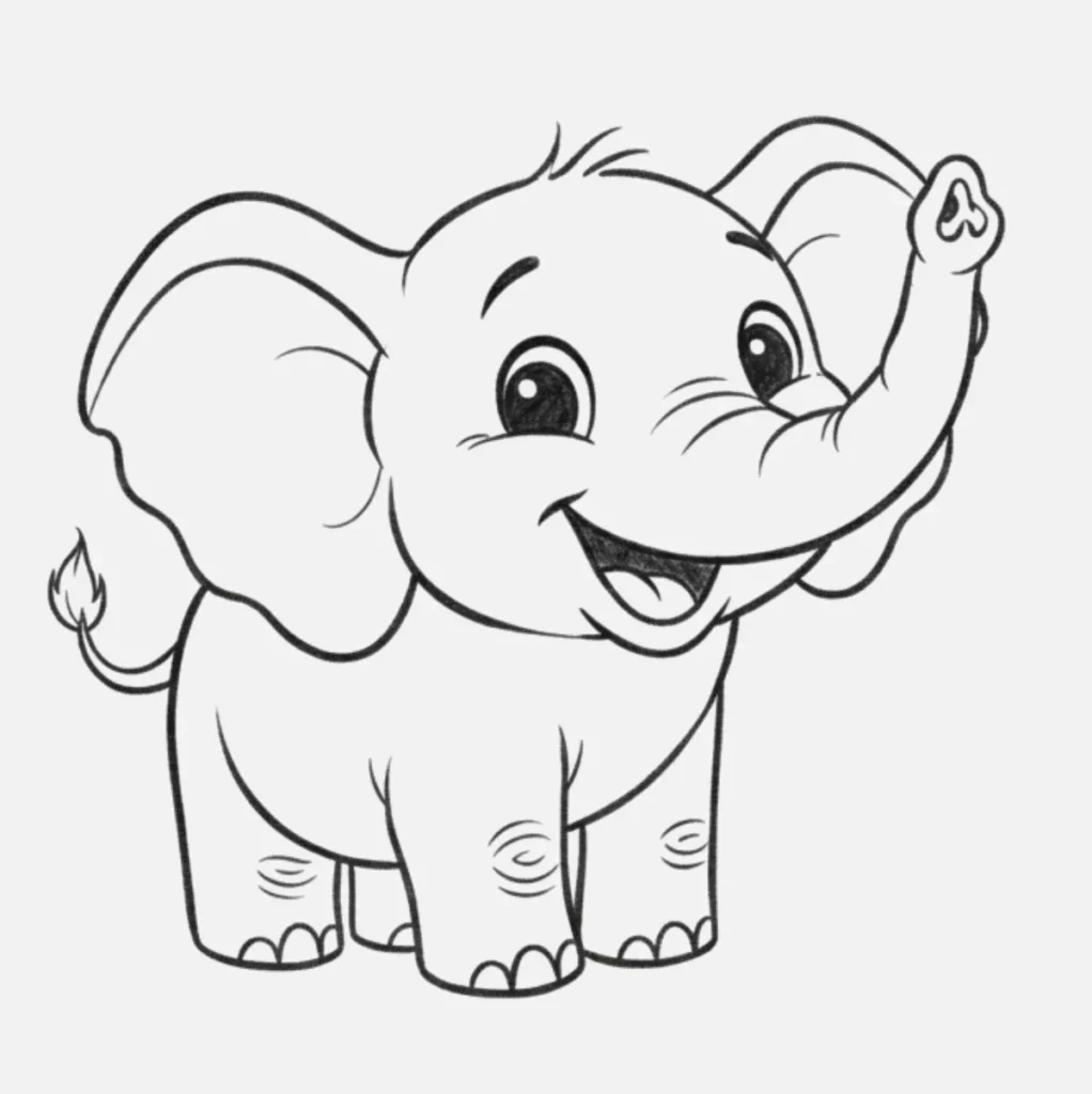 18+ Dibujos de Elefantes Bonitos y Fáciles de Hacer 6 Elefante sonriente