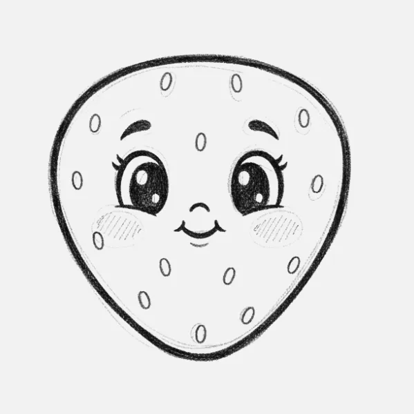 Fresa con mejillas rosadas