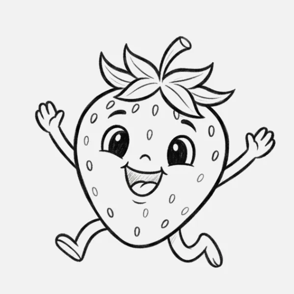 Fresa saltando feliz