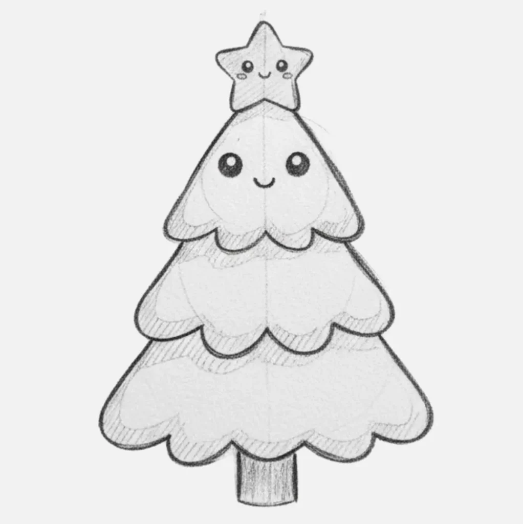 Kawaii Árbol de Navidad Dibujo