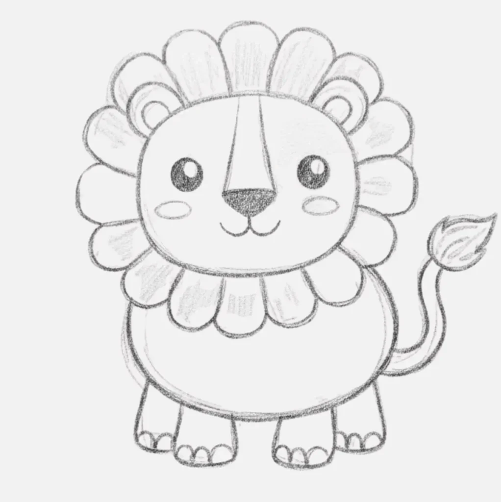 León Dibujado con Líneas Simples