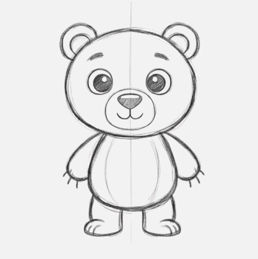 Oso Dibujos Facil: Ideas Divertidas para Niños 13 Oso Dibujado con Líneas Simples