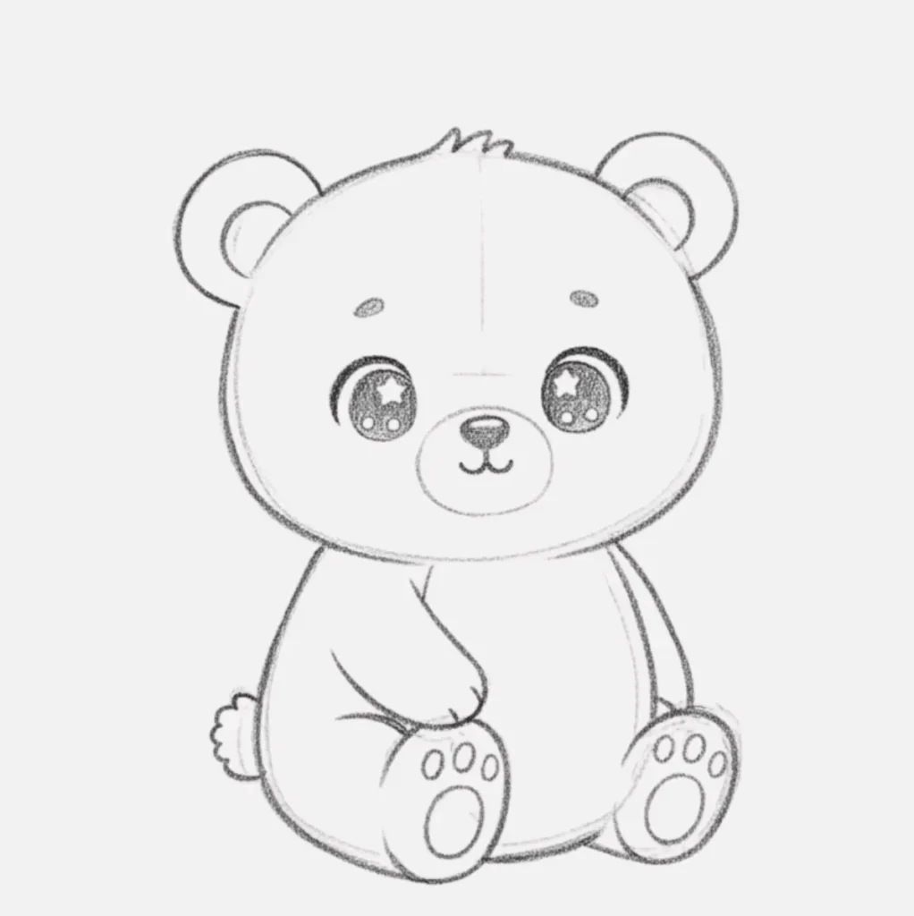 Oso Dibujos Facil: Ideas Divertidas para Niños 6 Oso Kawaii con Carita Tierna