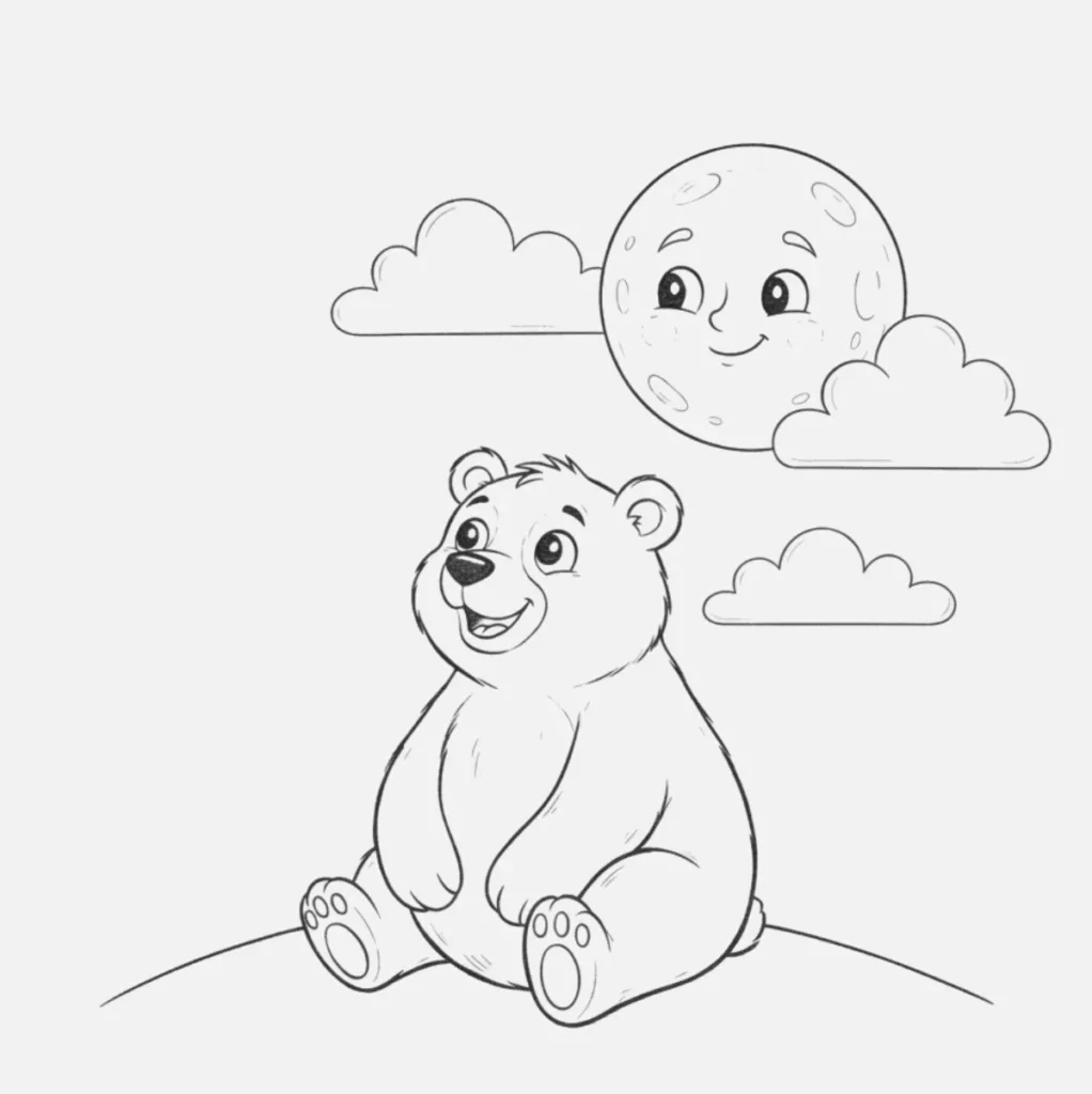 Oso Dibujos Facil: Ideas Divertidas para Niños 19 Oso Mirando la Luna
