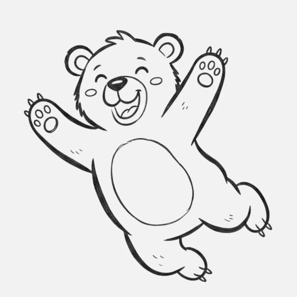 Oso Dibujos Facil: Ideas Divertidas para Niños 11 Oso Saltando Alegremente