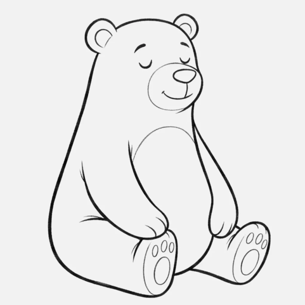 Oso Dibujos Facil: Ideas Divertidas para Niños 12 Oso Sentado Tranquilo