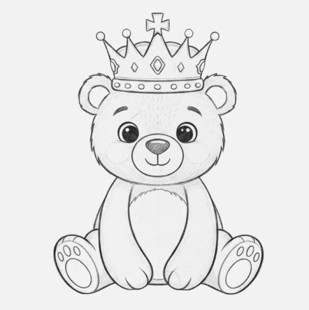 Oso Dibujos Facil: Ideas Divertidas para Niños 21 Oso con Corona Real